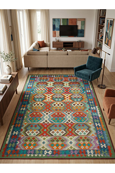 Rose'n Home ARTE VN070 Klasik Geometrik Desenli Renkli Dekoratif Salon Mutfak...