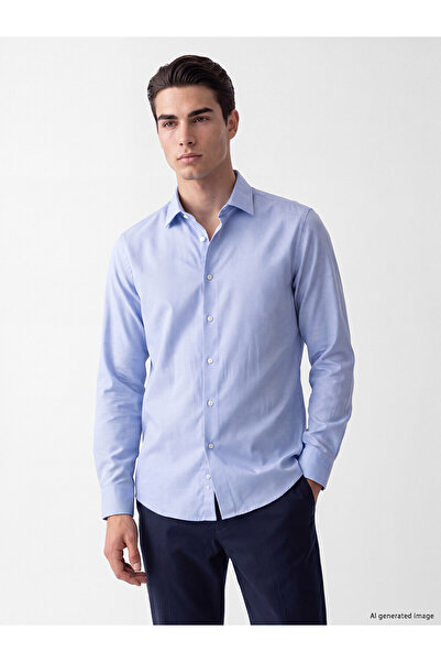 LC Waikiki Lcw Business Blue Slim Fit Oxford Men's Shirt