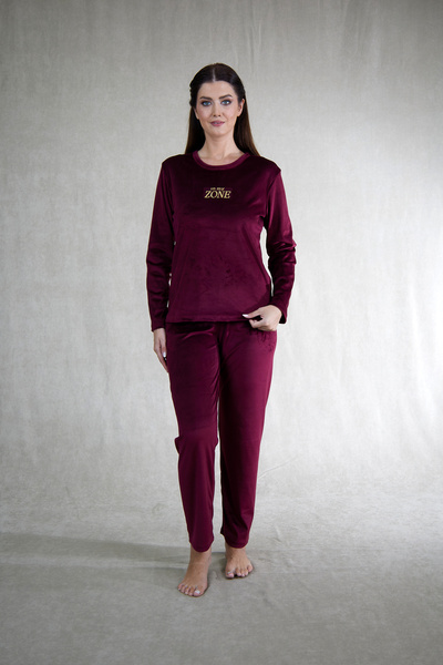 Estiva Kadın Zone Yazılı Kadife Pijama Takımı