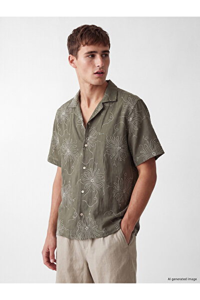 LC Waikiki Lcw Vision Khaki Regular Fit Resort Collar Patterned Men's Shirt