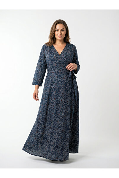 Generic Brand Rochie petrecuta din bumbac imprimat manual, bleumarin, marime XL