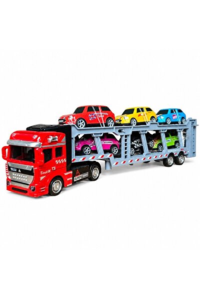 LEIBOO Car transporter truck with 6 metal cars, Truck King, Die-Cast, Multico...