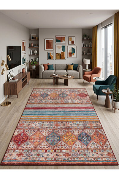 Rose'n Home ARTE VN080 Klasik Desenli Figürlü Renkli Dekoratif Salon Mutfak K...