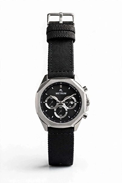 METRUM Erkek Kol Saati Siyah Dokuma Kordon 43mm Quartz 3 ATM Su Geçirmez"