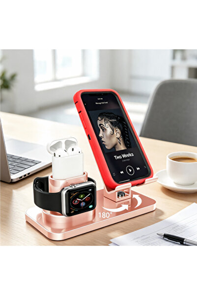 YuTai 3-in-1 Wireless Charging Stand Rose Gold, Charging Station for iPhone S...