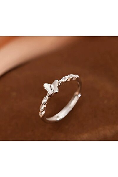 Peach Jewelry Δαχτυλίδι Ροδακινί Ασημένιο 925 Σύμβολο Πεταλούδα Ζιργκόν