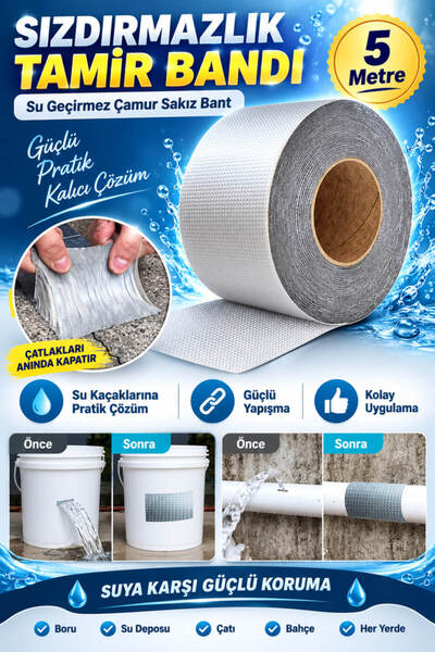 House Bird 5 Metre Su Geçirmez Sızdırmazlık Tamir Bandı Çamur Sakız Bant Güçl...