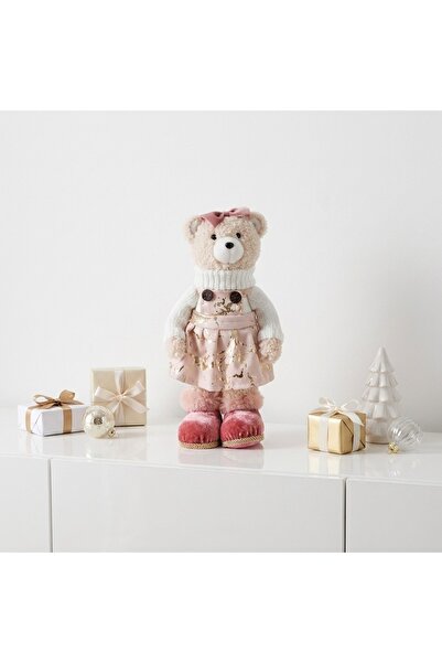 Ornament24 Figurina ursulet decorativ cu rochita roz si detalii aurii, decora...