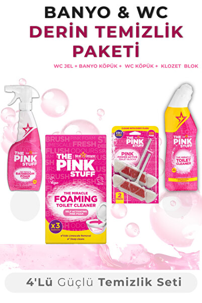 ThePinkStuff Banyo ve WC Derin Temizlik Seti 4'lü – Banyo Köpüğü, Tuvalet Jel...