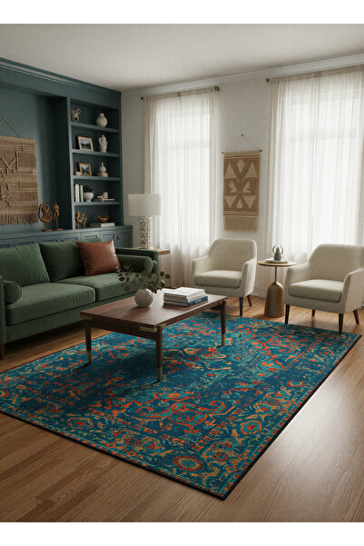 Rose'n Home ARTE HD014 Klasik Afgan Desenli Renkli Dekoratif Salon Mutfak Kor...