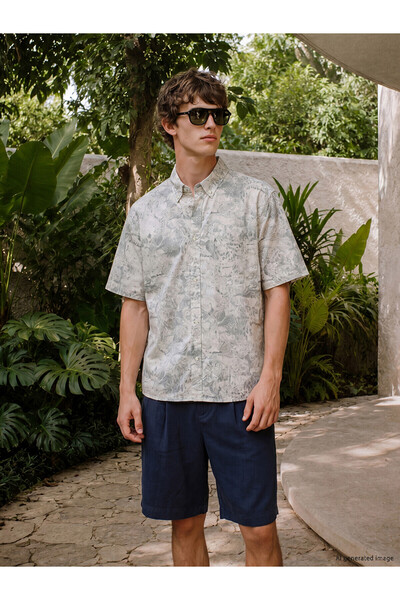 LC Waikiki Xside Ecru Regular Fit Patterned Men's Shirt