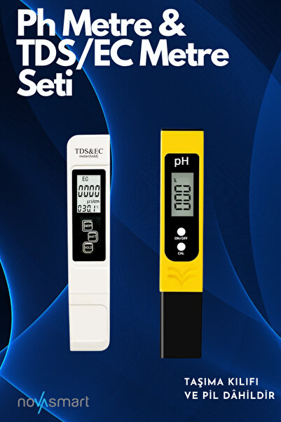 Novasmart - Dijital Ph Metre 0-14 Ph ve EC&TDS metre Ölçüm Seti