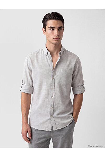 LC Waikiki Lcwaikiki Classic Gray Regular Fit Dobby Men's Shirt