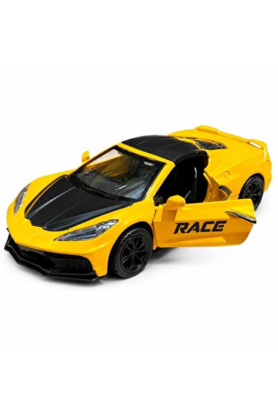 LEIBOO Mașinuță de jucărie supercar din metal, stil Chevrolet Corvette C8, sc...