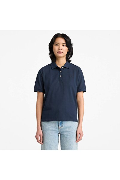 Timberland Short Sleeve Pique Polo Women's Navy Blue Tshirt