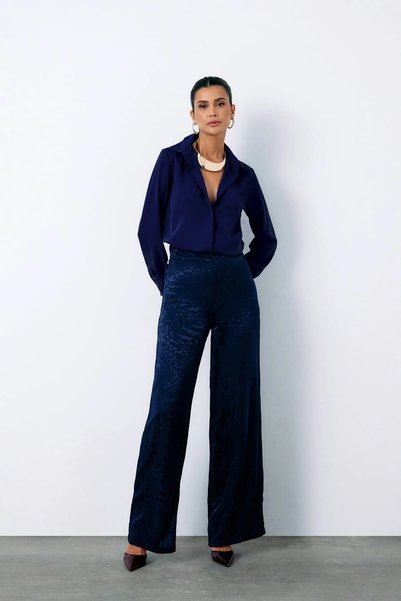Sateen Classic Plain Shirt - Indigo