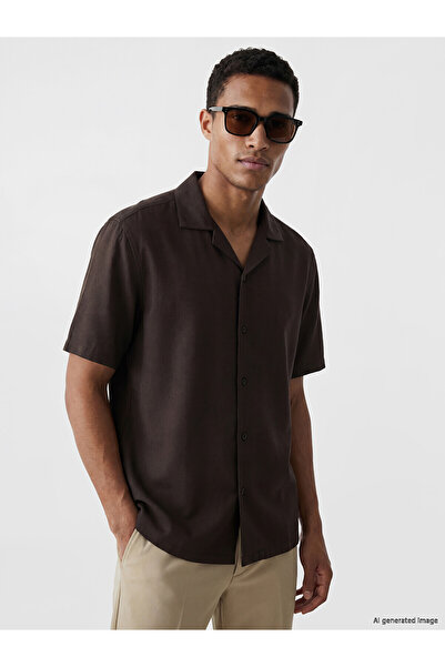 LC Waikiki Lcw Vision Brown Regular Fit Linen Look Men's Shirt
