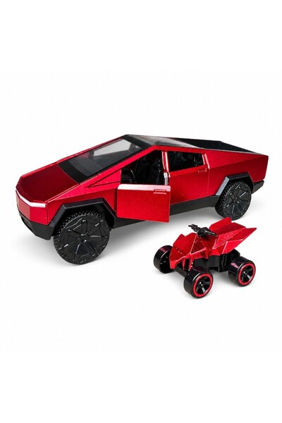 LEIBOO Mașină metalică Tesla Cybertruck, turnată sub presiune, cu lumini și s...