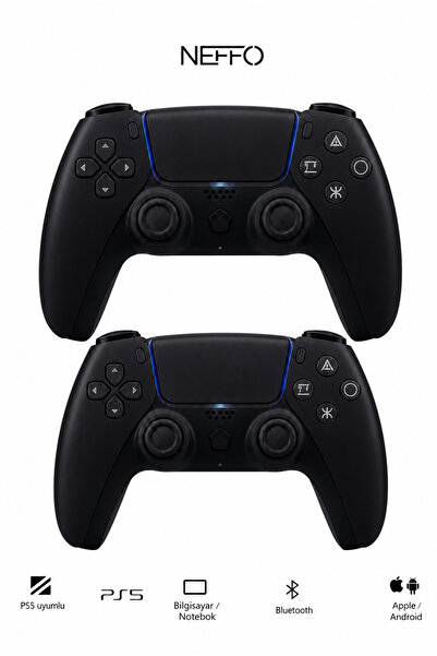 NEFFO PS5 Tam Uyumlu Oyun Kolu Kablosuz Bluetooth Gamepad İki Adet Type-C Şar...