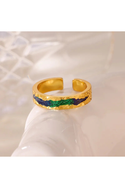 Peach Jewelry Δαχτυλίδι Θαλάσσης με Φολίδες από Ανοξείδωτο Ατσάλι, Επιχρυσωμέ...
