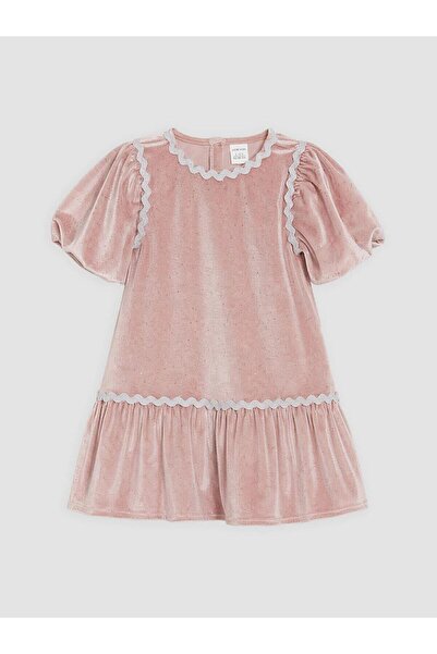 LC Waikiki Rochie din catifea cu mâneci tip balon pentru fete (W6)