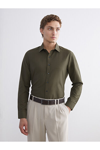 LC Waikiki Lcw Business Khaki Slim Fit Long Sleeve Poplin Men's Shirt