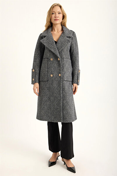 HomeStore Long Double-Sided 2-Pocket 4-Button Coat