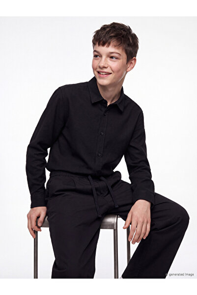 LC Waikiki Two Mt Shop Quality Lcw Kids Black Long Sleeve Boys Gabardine Shirt