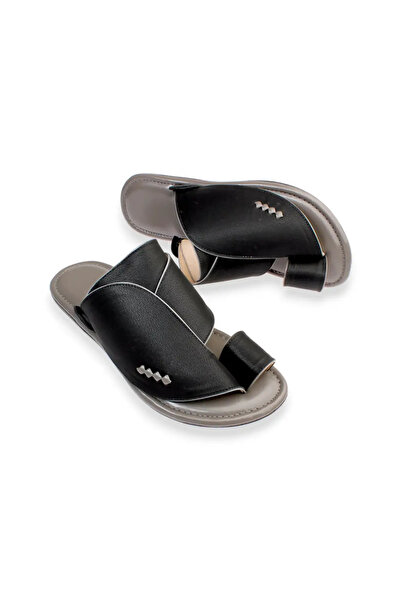 ShoeTypes Zapiria Classic Plain Leather Slippers - Black Color - Black - 40
