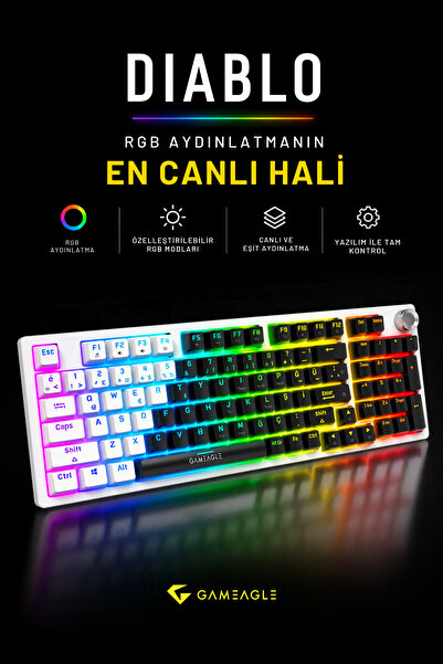 gameagle Diablo RGB Mekanik Oyuncu Klavyesi Red Switch 97 Tuş Full Anti-Ghost...