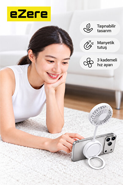 EZERE FlexCool MagSafe Manyetik Telefon Fanı – Taşınabilir Mini Vantilatör