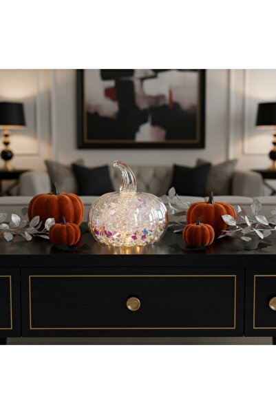 Ornament24 Dovleac decorativ transparent cu lumina LED, decoratiune de toamna...