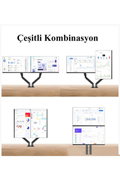 North Bayou Nb G35 Çift Kol Amortisörlü Monitör Tutucu Stand 22-32"