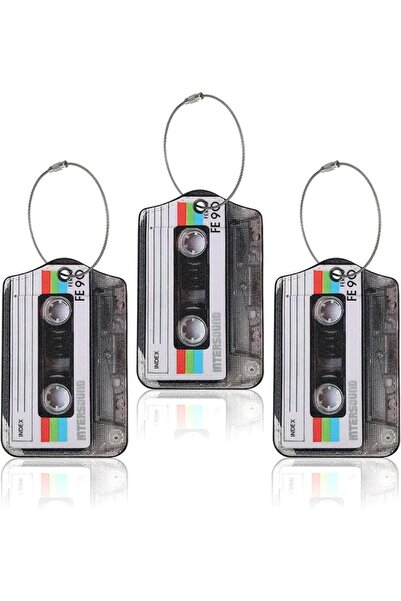 TERRIFI بطاقة تعريف الأمتعة، بتصميم شريط كاسيت جلدي، مميزة لتحديد هوية الحقيب...