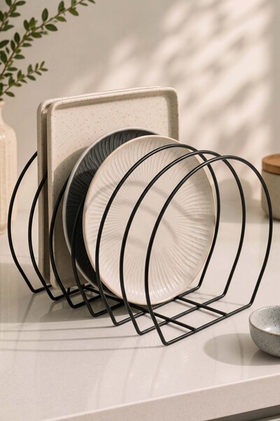 Rivaİstanbul Siyah Metal Tabak Düzenleyici Organizer