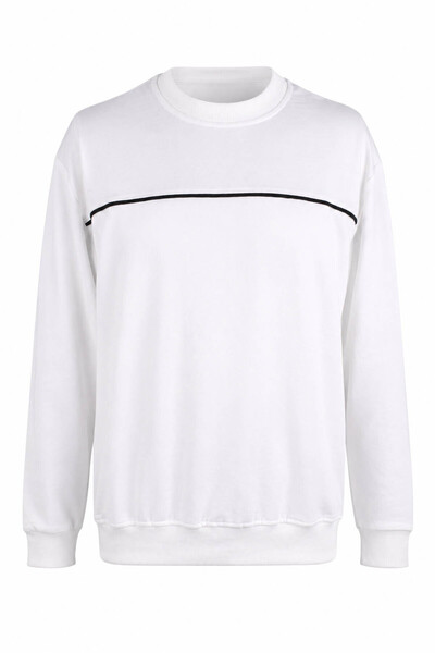 trender Biyeli Basic O Neck Ecru Men's Sweatshirt 27Kdt1000001