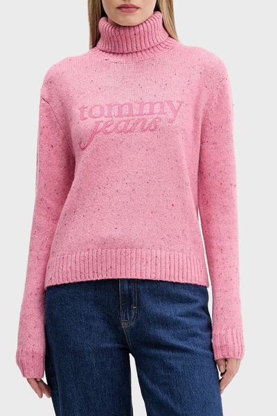 Tommy Jeans Yün Karışımlı Relaxed Fit Balıkçı Yaka Logolu Kazak KAZAK DW0DW21...