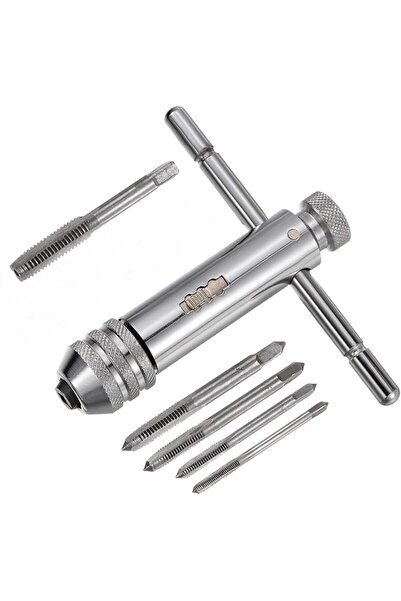 GENERAL Adjustable T-Handle Ratchet Tap Holder Wrench with 5 Taps (M3-M8), Ha...