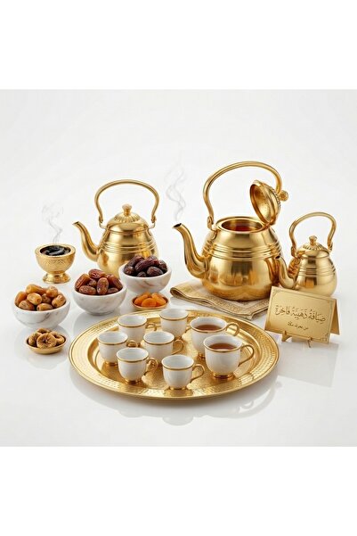 Generic Brand طقم ابريق القصر استيل ذهبي (3 قطع)