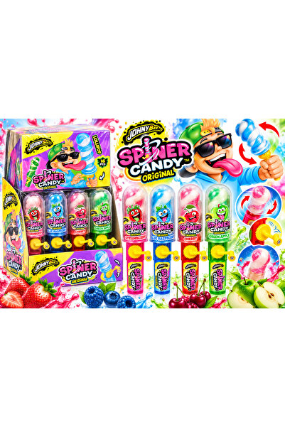 Johny Bee Spinner Candy Original – Acadea Rotativă cu Jucărie, 4 Arome, 16 bu...