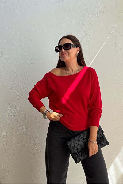 ELVAN TOLON Kayık Yaka Knitwear Red