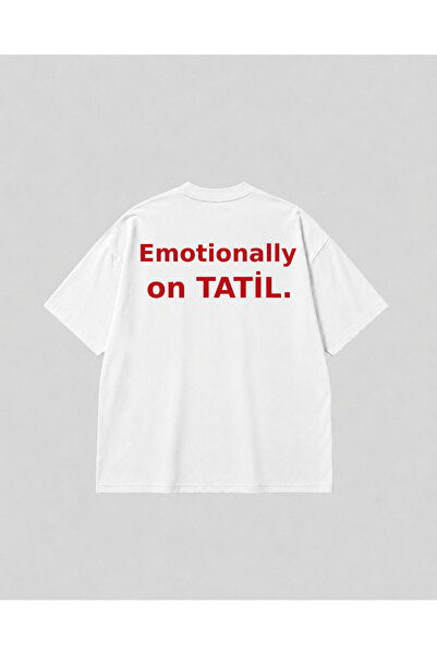 SVART WEAR Oversize White Unisex Cotton T-Shirt with Written Back Print for H...
