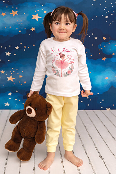 Pia Baby İsme Özel Kız Çocuk Pijama Takımı %100 Pamuk Penye İsim Baskılı Kişi...