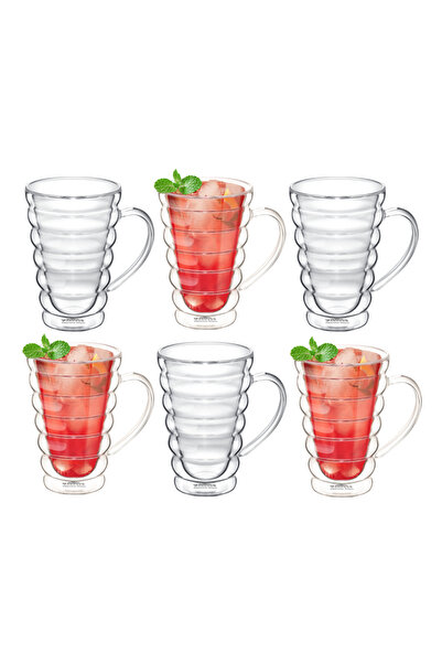 WILMAX ENGLAND Set 6 Cesti Termo Sticla Dubla 250ml Transparente Wilmax - Caf...