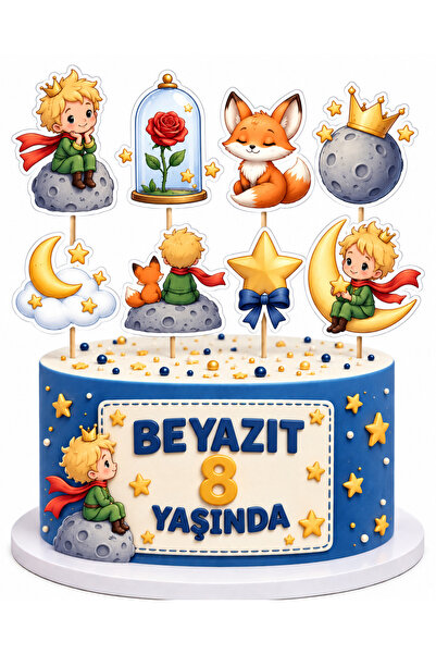 telaşe memuru İSİMLİ - Küçük Prens Pasta Süsü Çubuklu ve Şeker Kağıtlı Doğum ...
