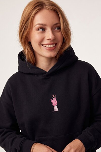 The Champ Clothing Γυναικείο Oversize Hoodie Pink Kitty Club με στάμπα μαύρο ...