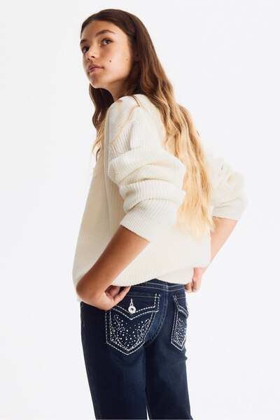 H&M Flared Leg Low Jeans İşleme Detaylı