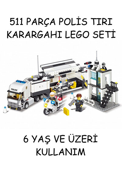 düşler oyuncak dünyası 511 Parça Mobil Polis Karargahı Tır ve Karakol Yapı Bl...