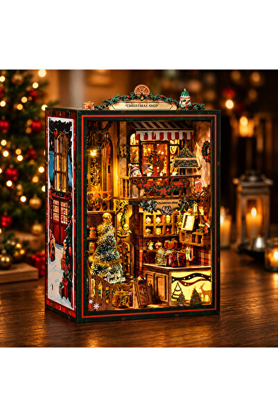 Emirgan Christmas Shop DIY Book Nook Kit – Işıklı Minyatür Noel Dükkanı Ahşap...