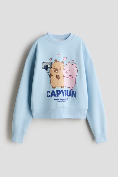 H&M Baskı Motifli ve İçi Tüylü Sweatshirt